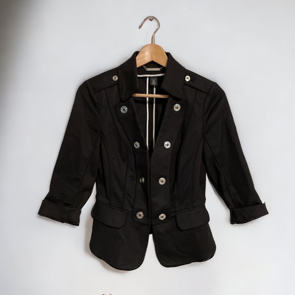 WHBM Jacket Lapel Three Quarter Sleeve Clasp Closure Contoured Fit Womens 6